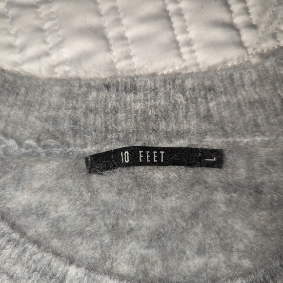 10 FEET Grey & Black Color Block Alpaca Knit Long Sweater Size Large - Picture 7 of 11